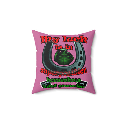 my luck - Faux Suede Square Pillow - (light pink)