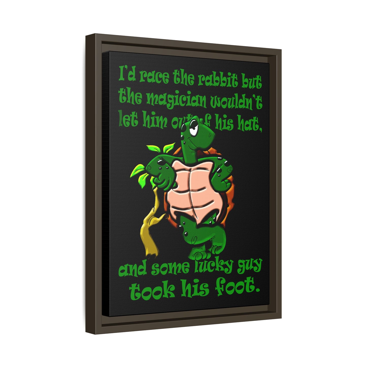 turtle race - framed canvas art (black)