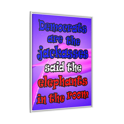 donkeys and elephants - framed canvas art (purple-pink wave)
