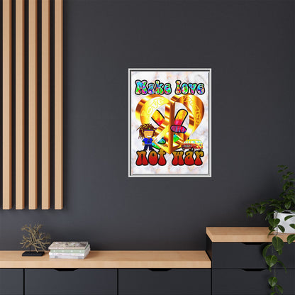 love peace - framed canvas art (white marble)