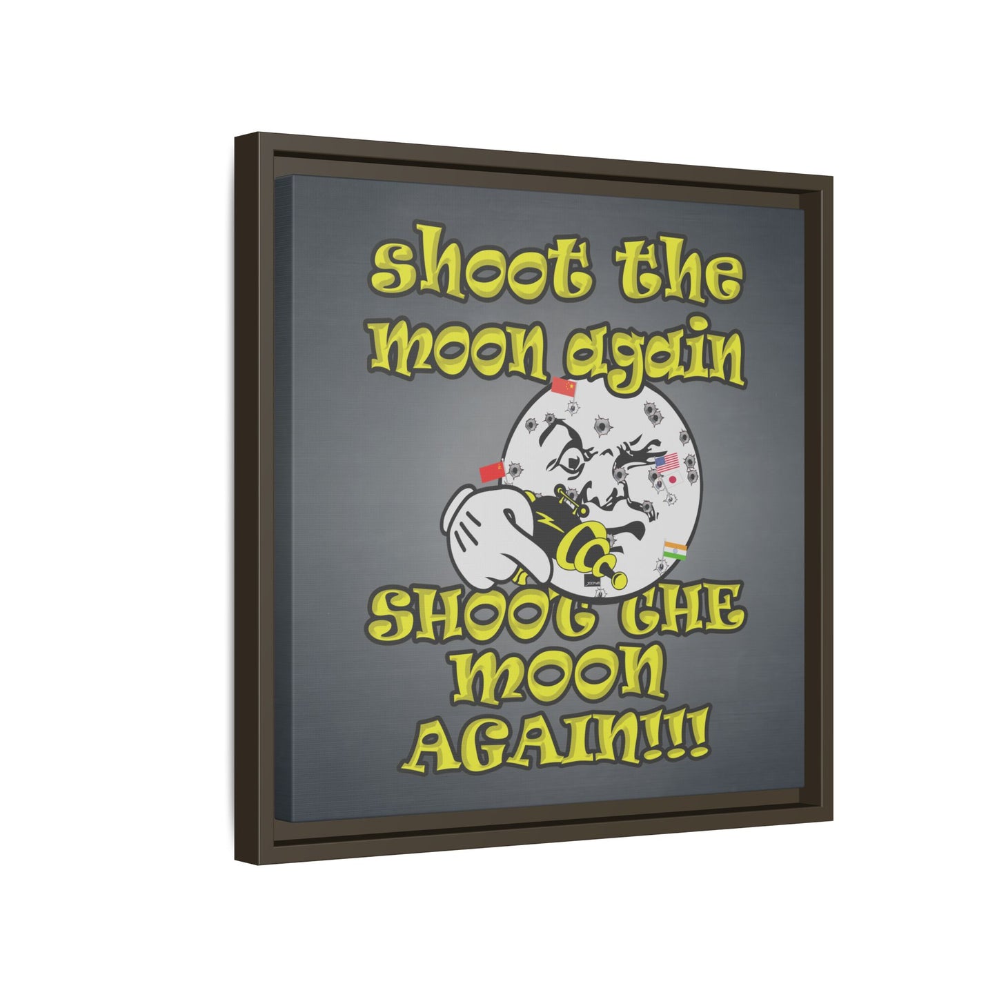 shoot the moon again - framed canvas art (grey-light grey)
