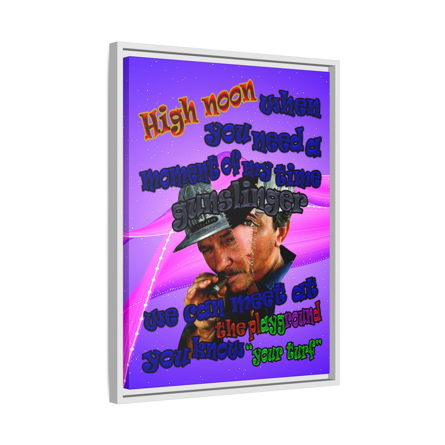 high noon - framed canvas art (purple-pink wave)