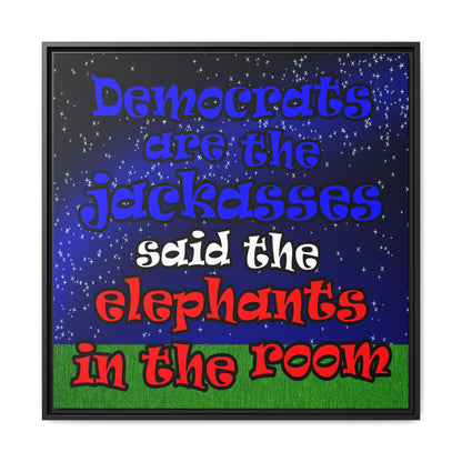 donkeys and elephants - framed canvas art ('snoops' background)
