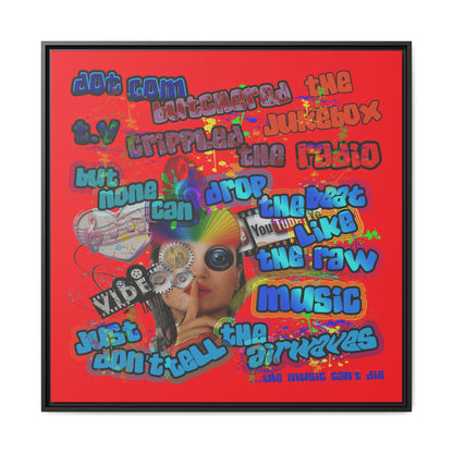 drop the beat - framed canvas art (red)