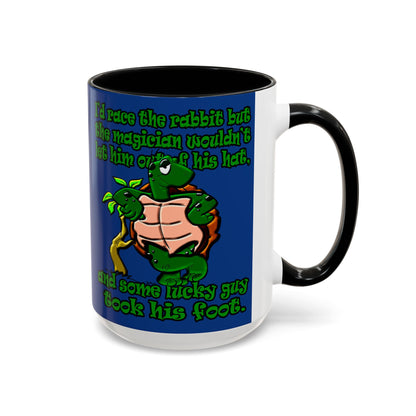 turtle race - Accent Mug (dark blue)