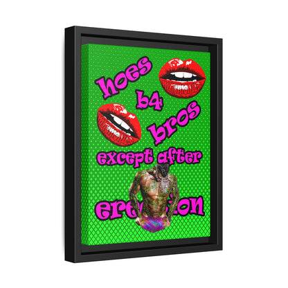 hoes b4 bros - framed canvas art (logo green)