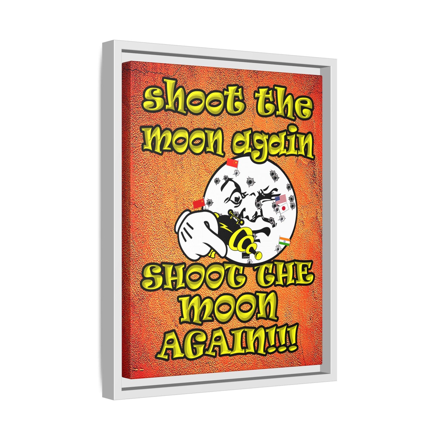 shoot the moon again - framed canvas art (burnt orange)