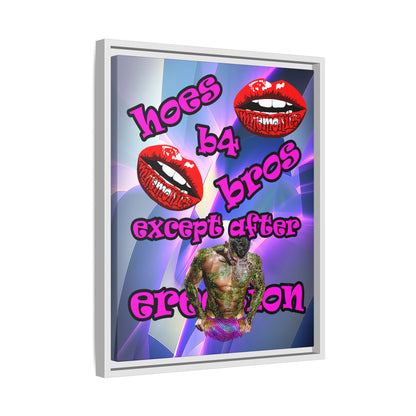 hoes b4 bros - framed canvas art (grey-pink wave)