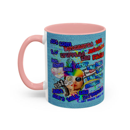 drop the beat - Accent Mug (faded blue)