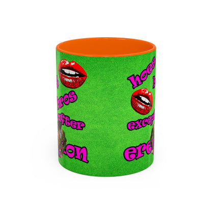 hoes b4 bros - Accent Mug (green turf)