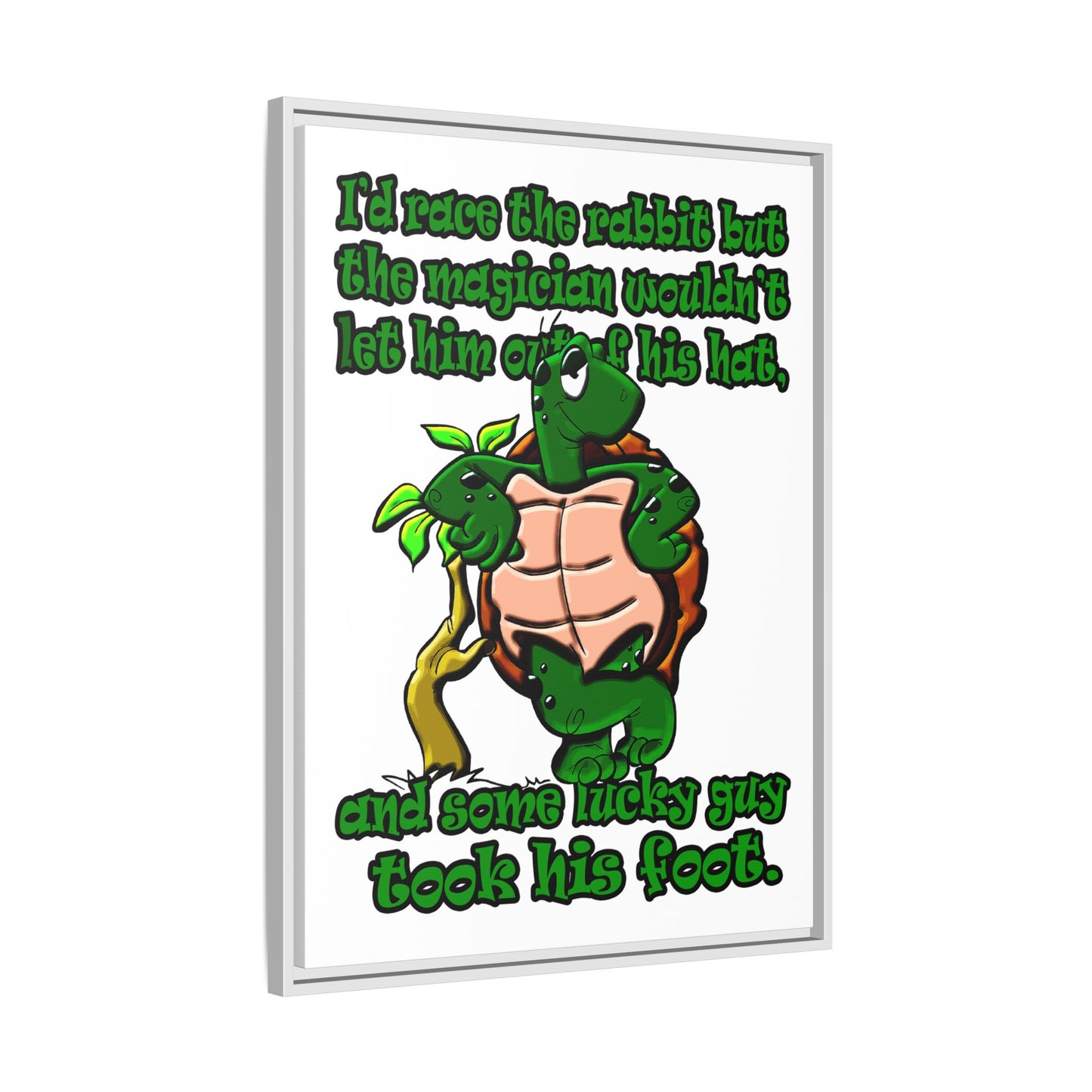 turtle race - framed canvas art (white)