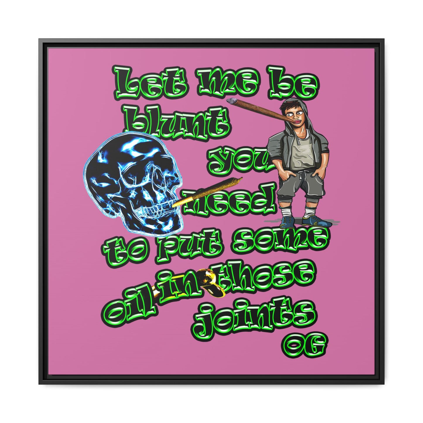 og - framed canvas art (light pink)
