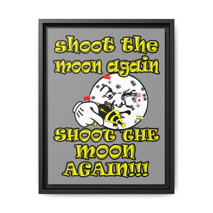 shoot the moon again - framed canvas art (grey)