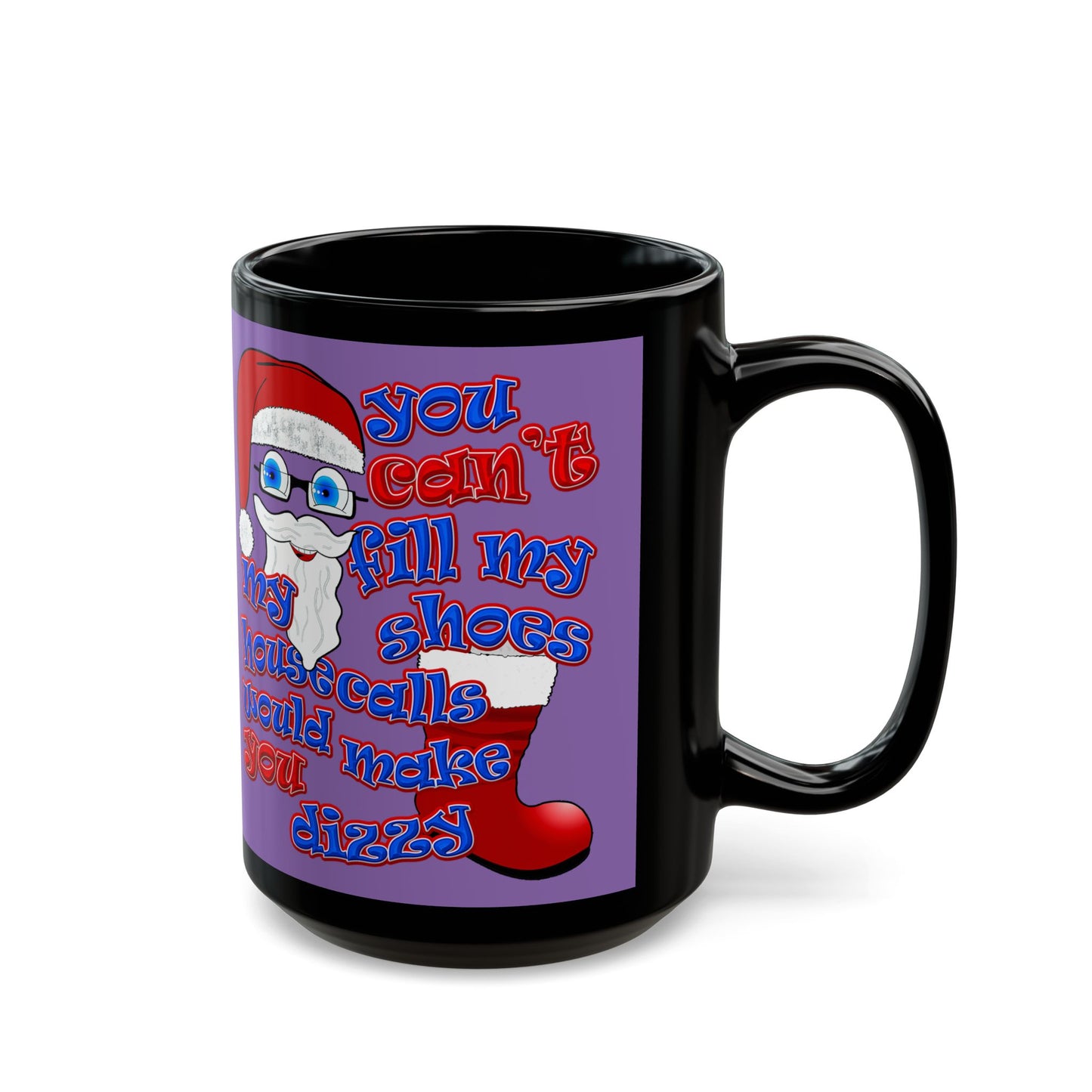 santa's shoes - Black Mug (light purple)