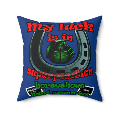 my luck - Faux Suede Square Pillow - (dark blue)