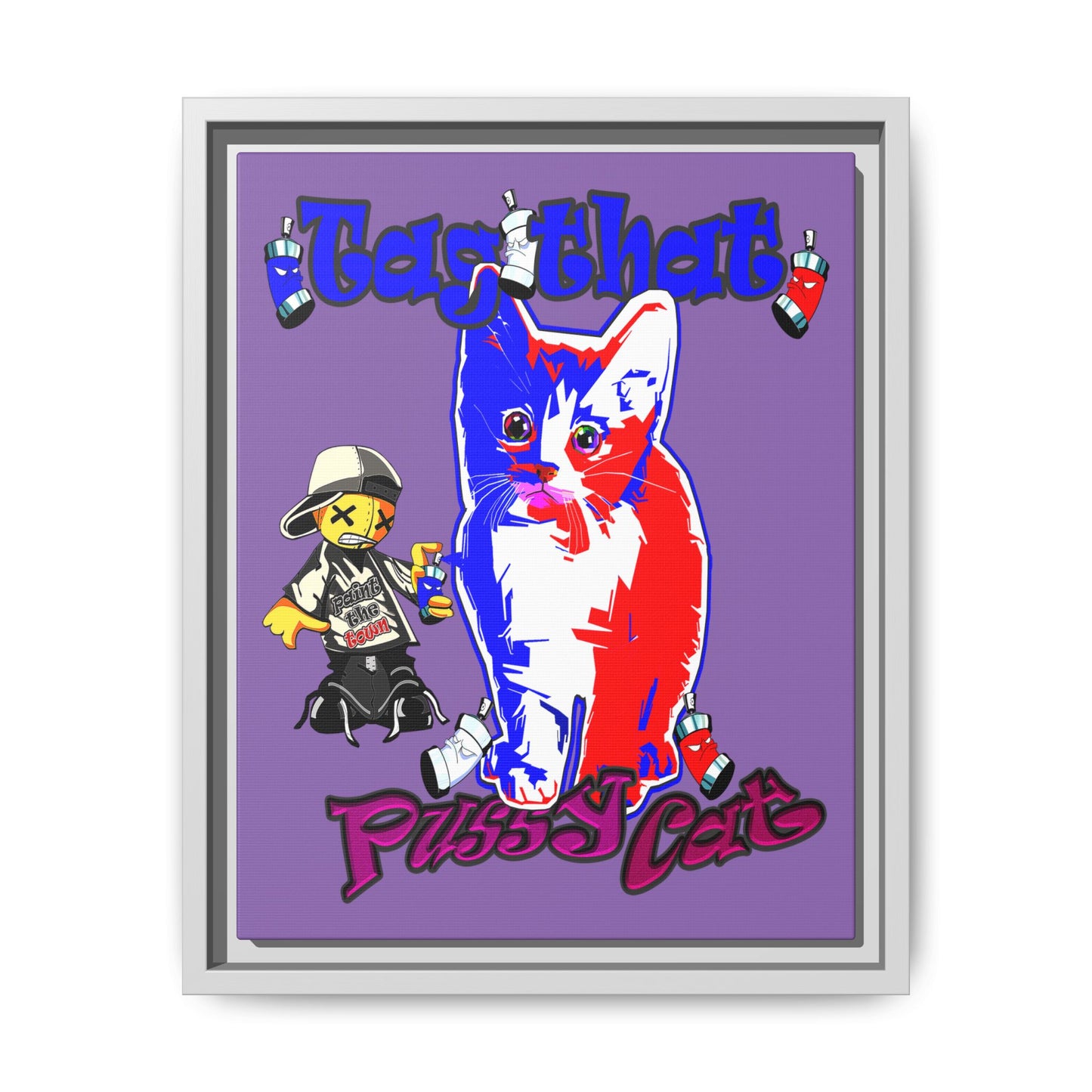 tag that - framed canvas art (light purple)