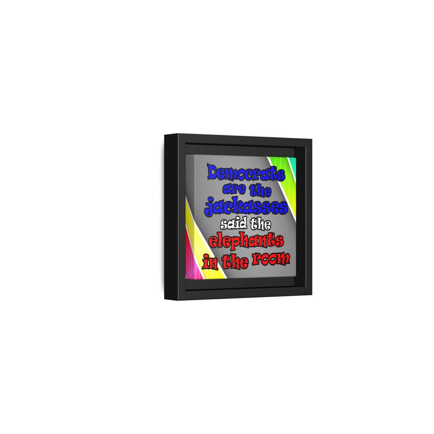 donkeys and elephants - framed canvas art (rainbow split)