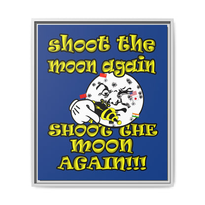shoot the moon again - framed canvas art (dark blue)