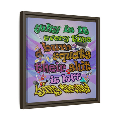 the bum's shit - framed canvas art (light blue-pink wave)