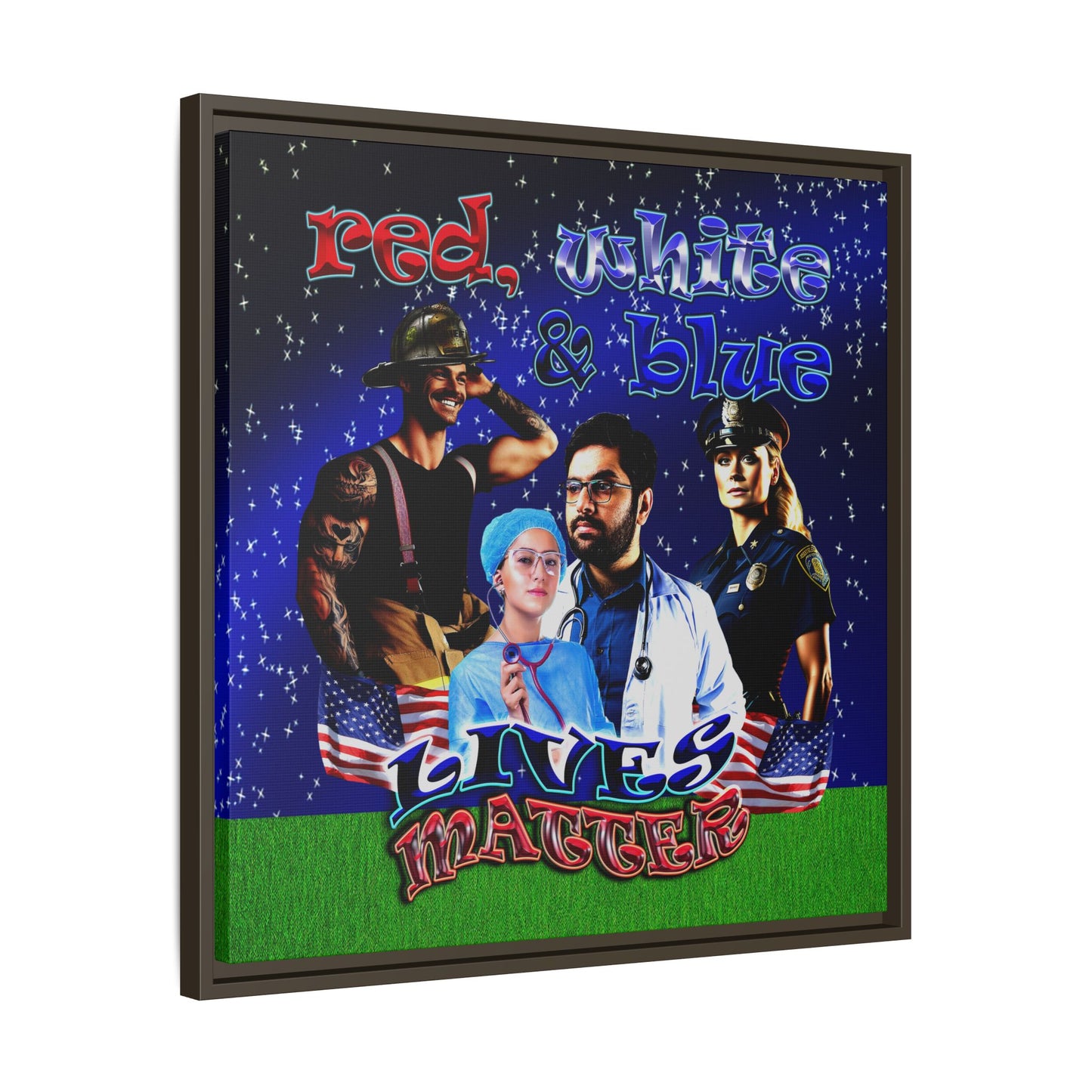 rw&b lives matter - framed canvas art ('snoops' background)