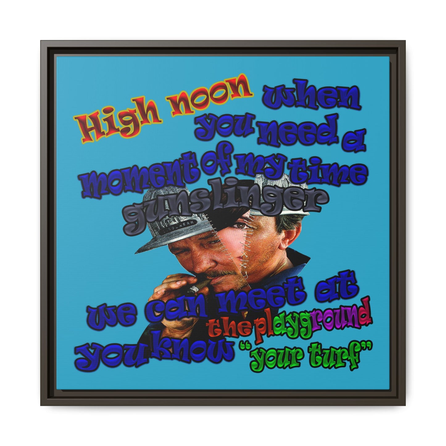 high noon - framed canvas art (turquoise)