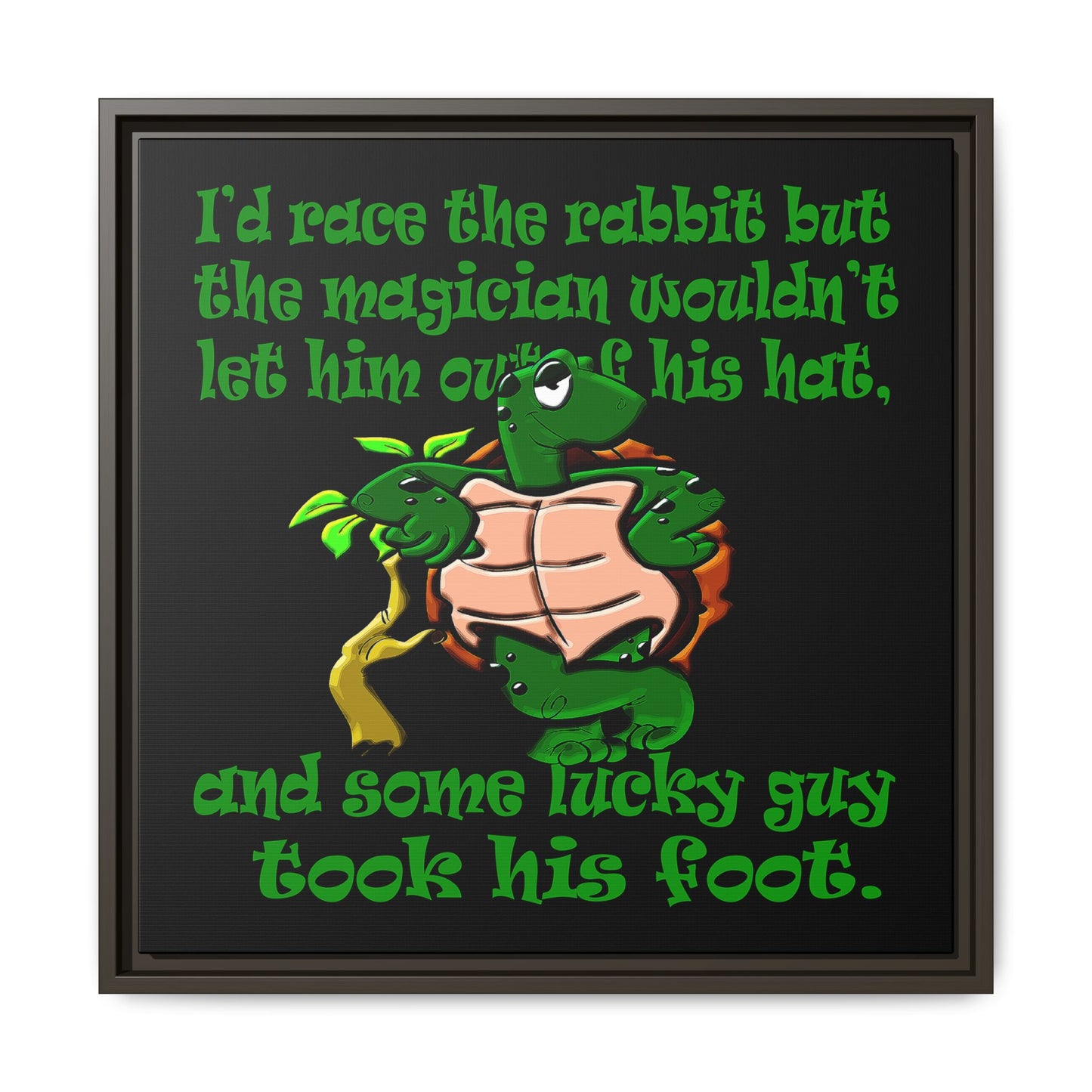 turtle race - framed canvas art (black)