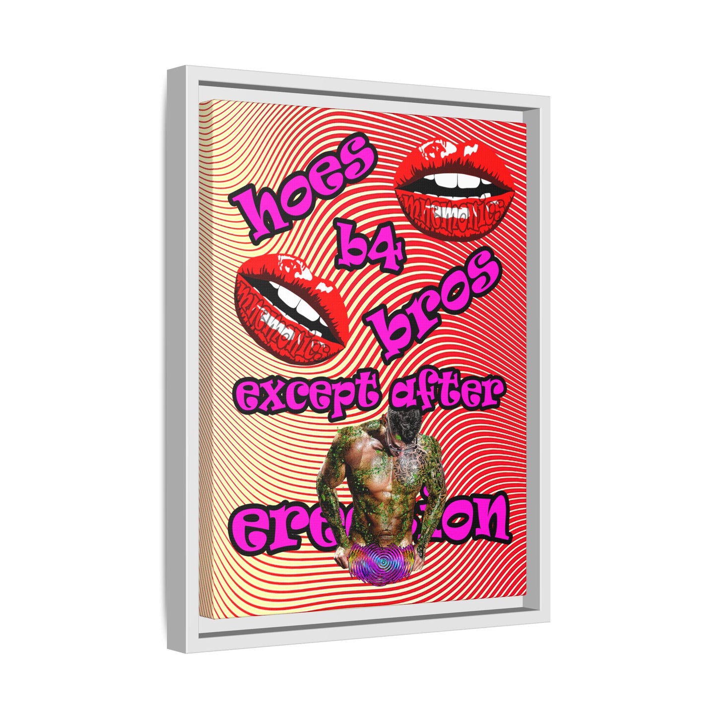 hoes b4 bros - framed canvas art (yellow-orange wave)