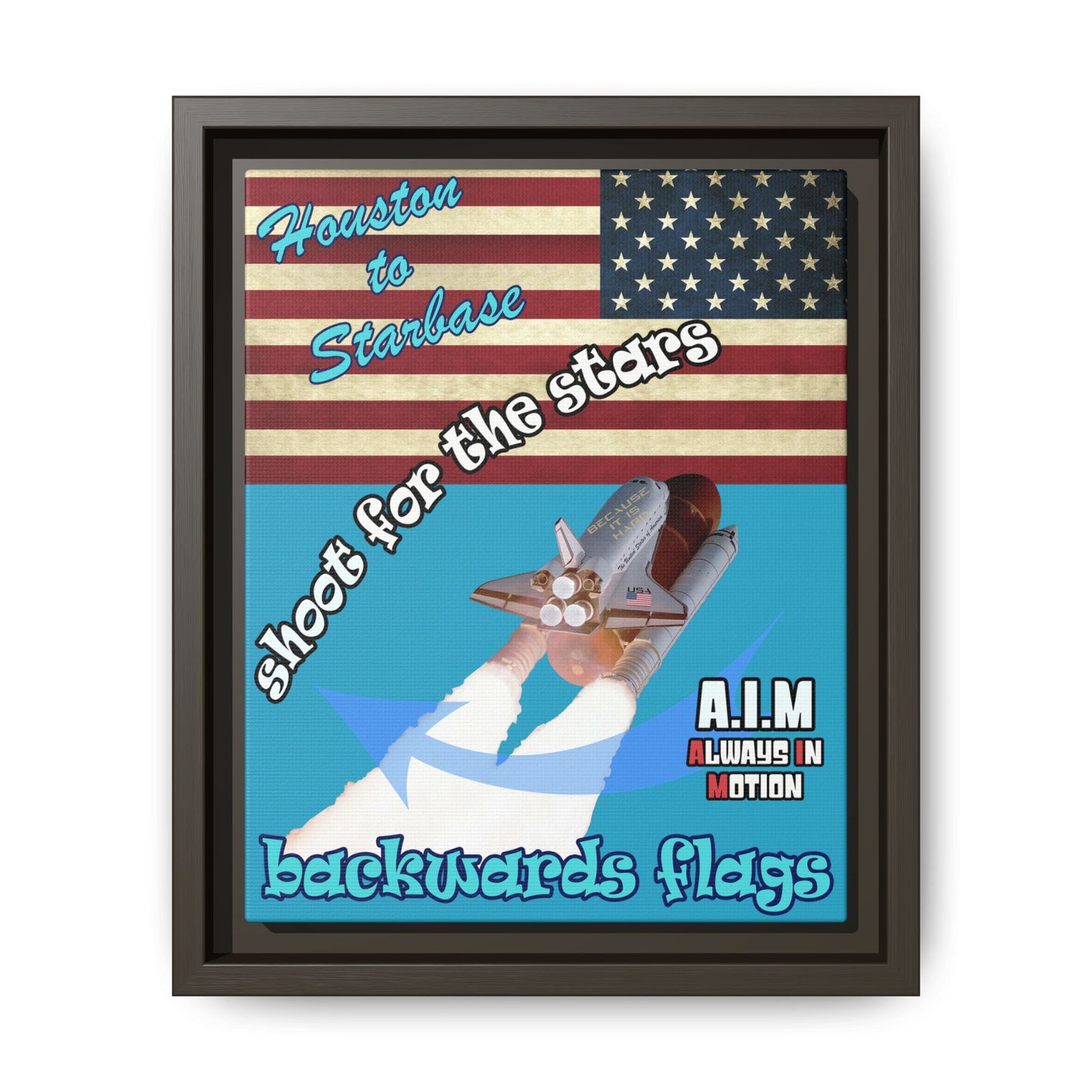 shoot for the stars - framed canvas art (turquoise)