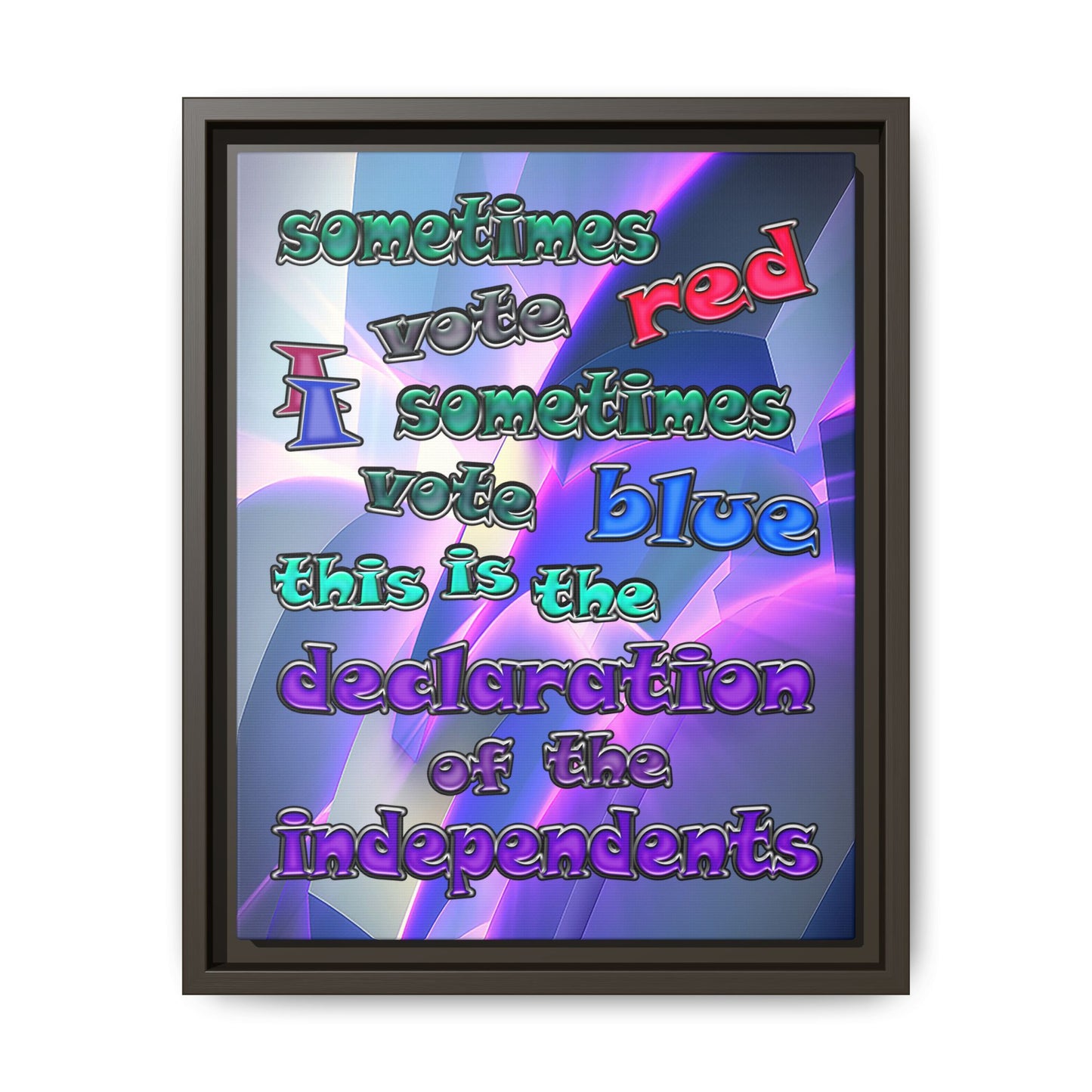declaration of the independents - framed canvas art (grey-pink wave)