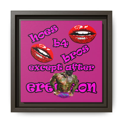 hoes b4 bros - framed canvas art (pink)