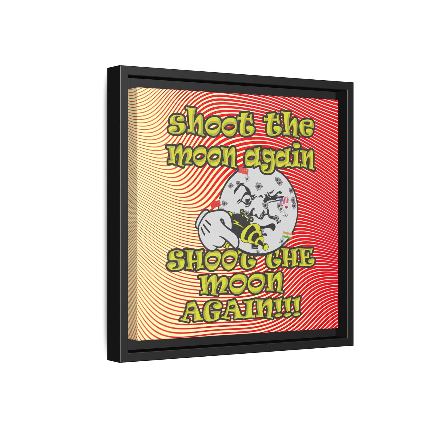 shoot the moon again - framed canvas art (yellow-orange wave)