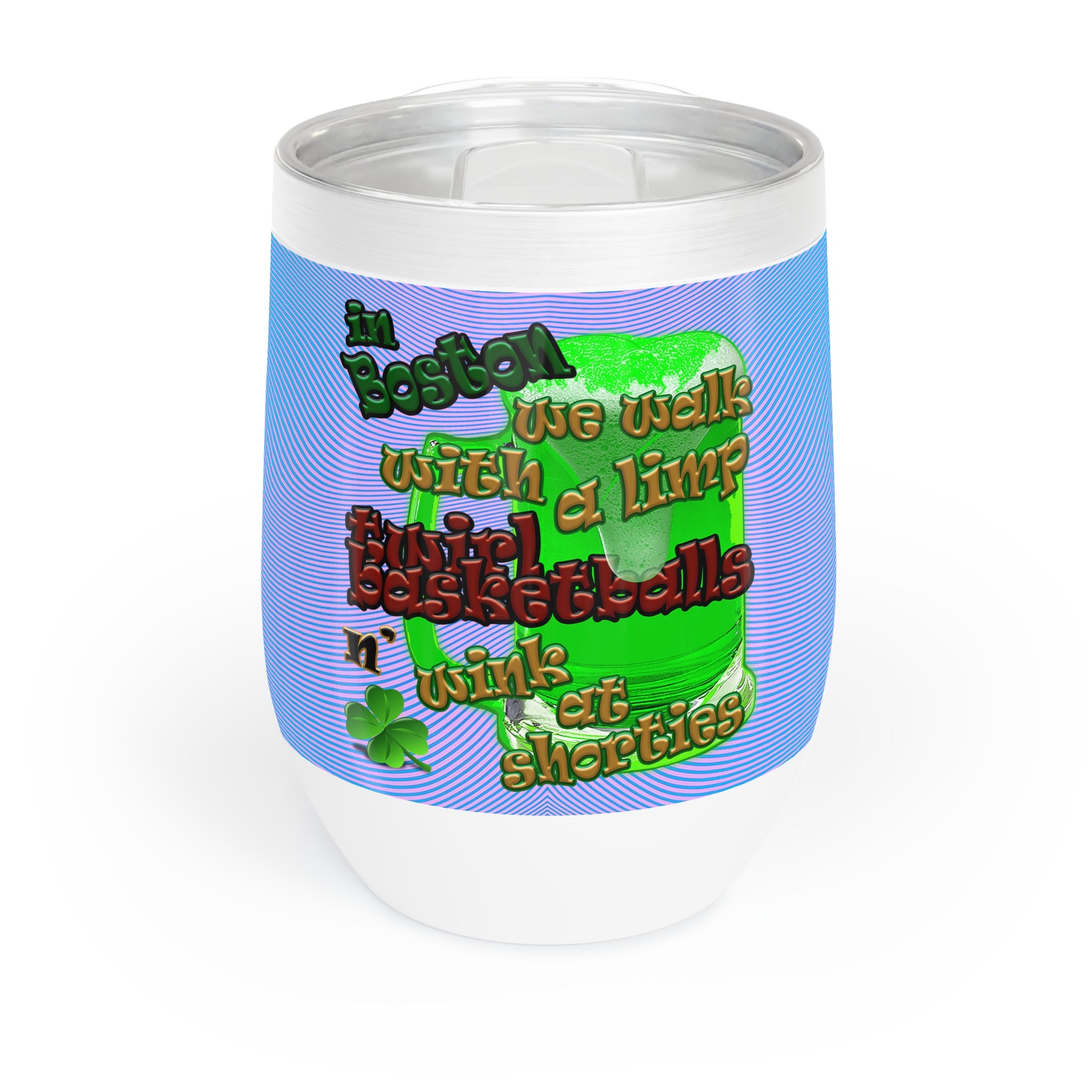 celtics logo - Chill Wine Tumbler (light blue-purple wave)