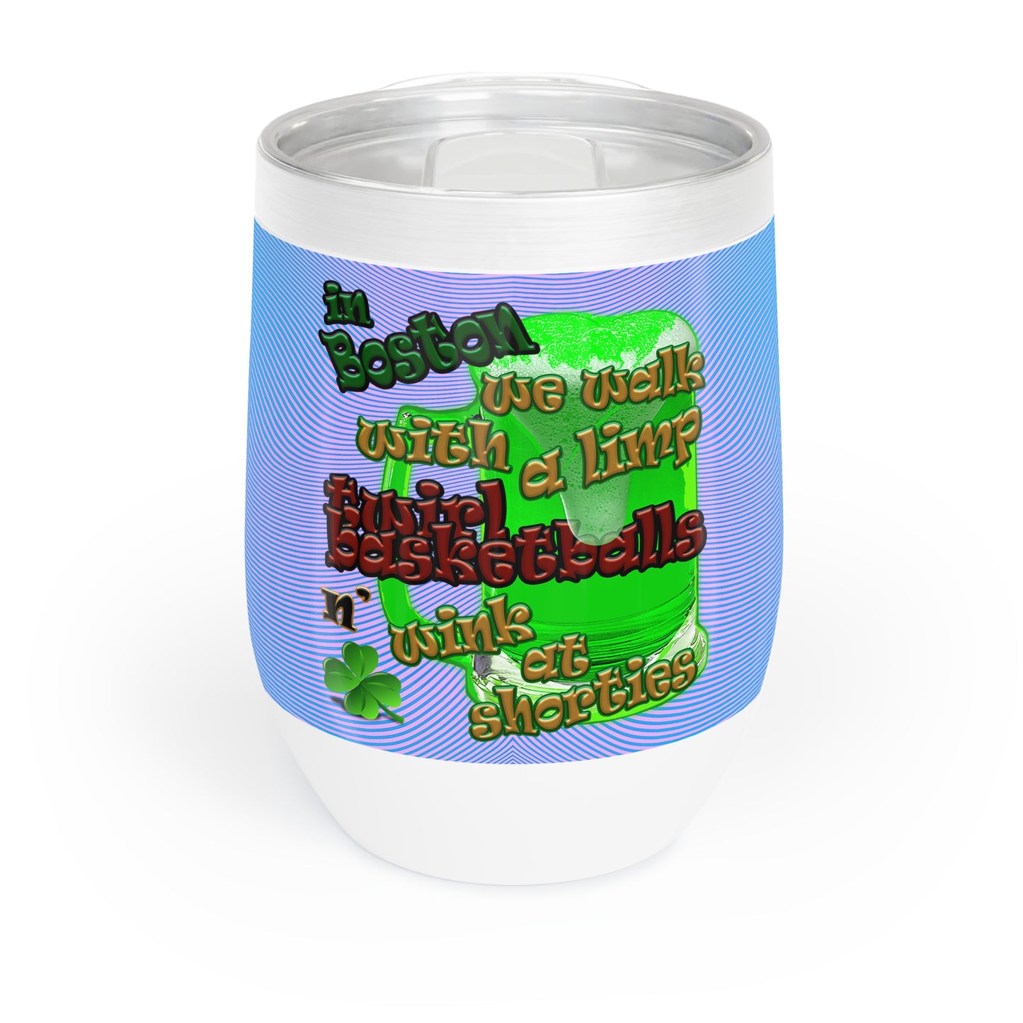 celtics logo - Chill Wine Tumbler (light blue-purple wave)