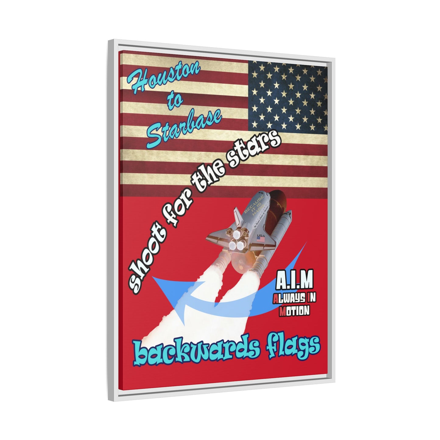 shoot for the stars - framed canvas art (dark red)
