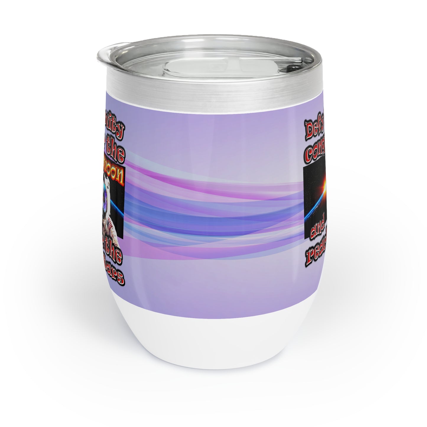 defy conquer reach - Chill Wine Tumbler (light blue-pink wave)