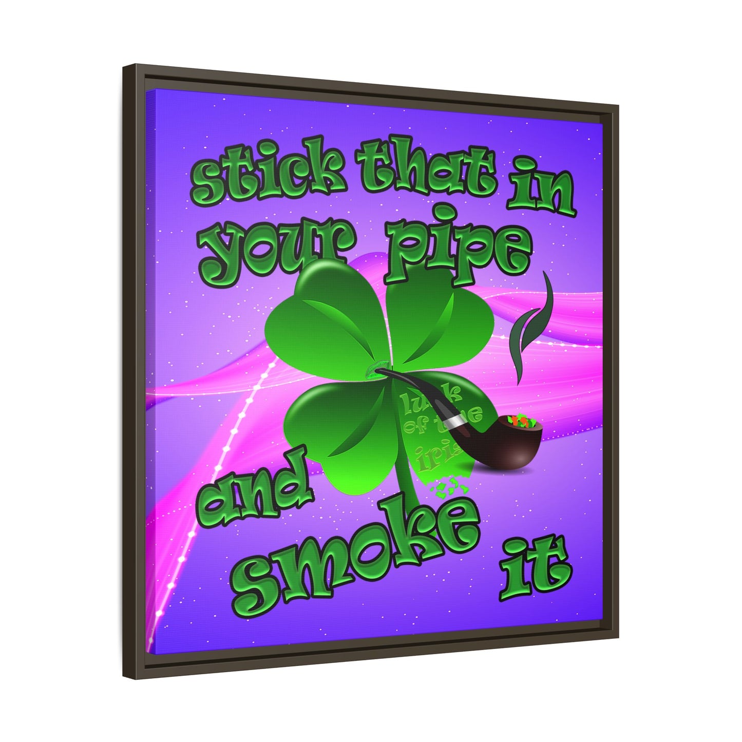 stick that in your pipe and smoke it - framed canvas art (purple-pink wave)