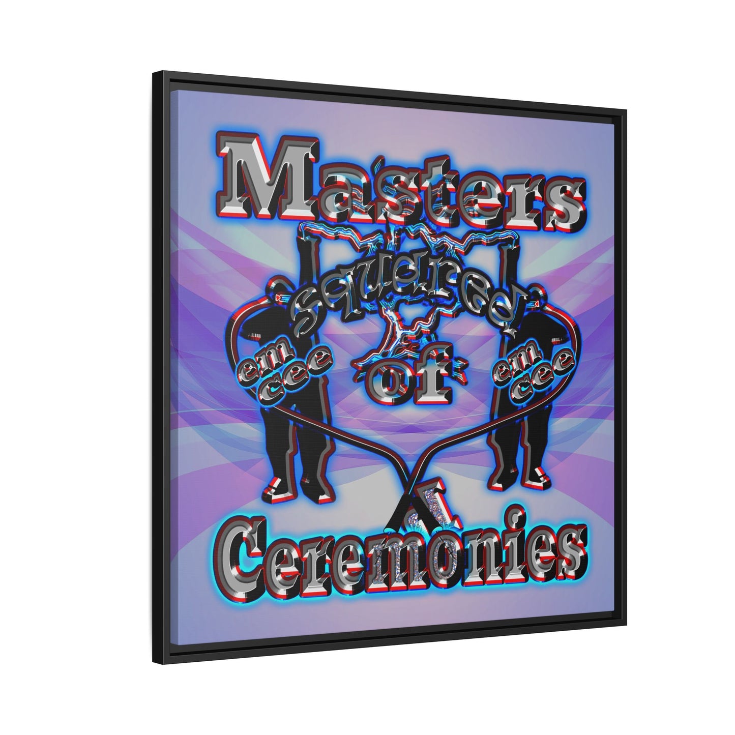 em cee squared - framed canvas art (light blue-pink wave)