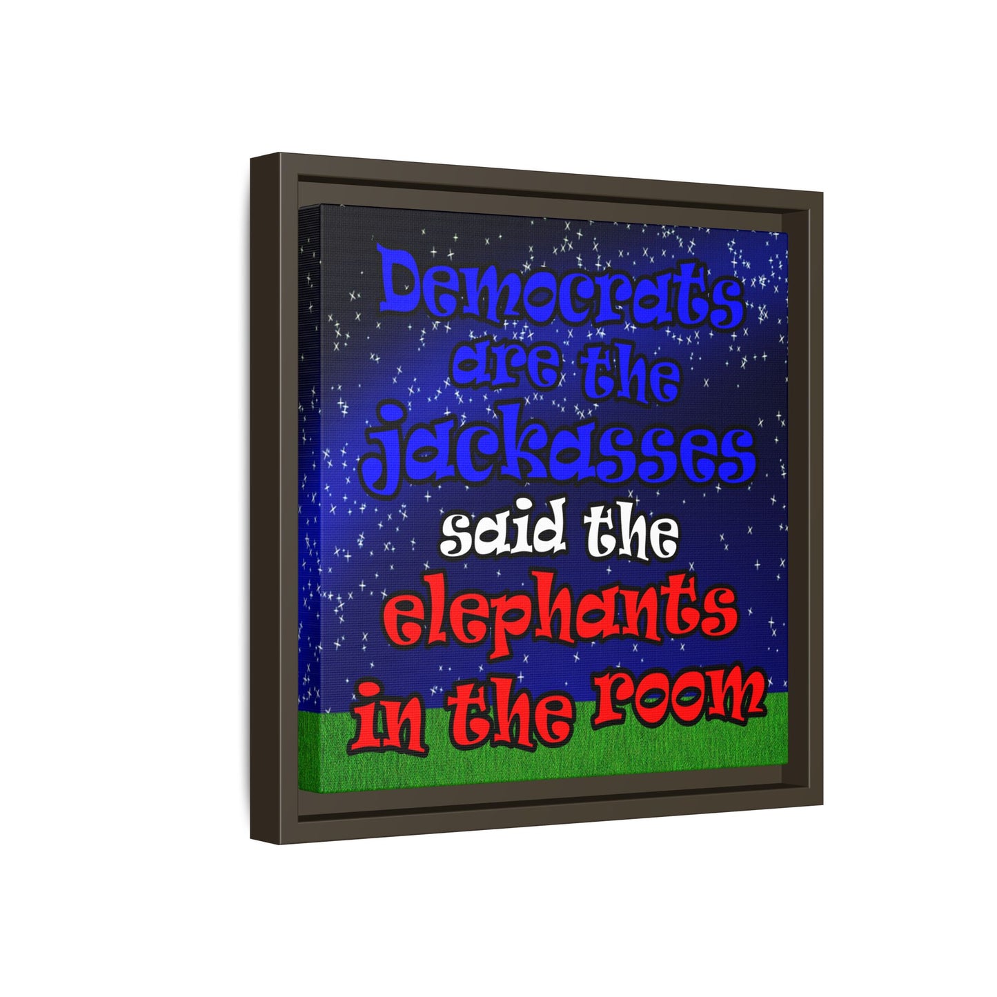 donkeys and elephants - framed canvas art ('snoops' background)