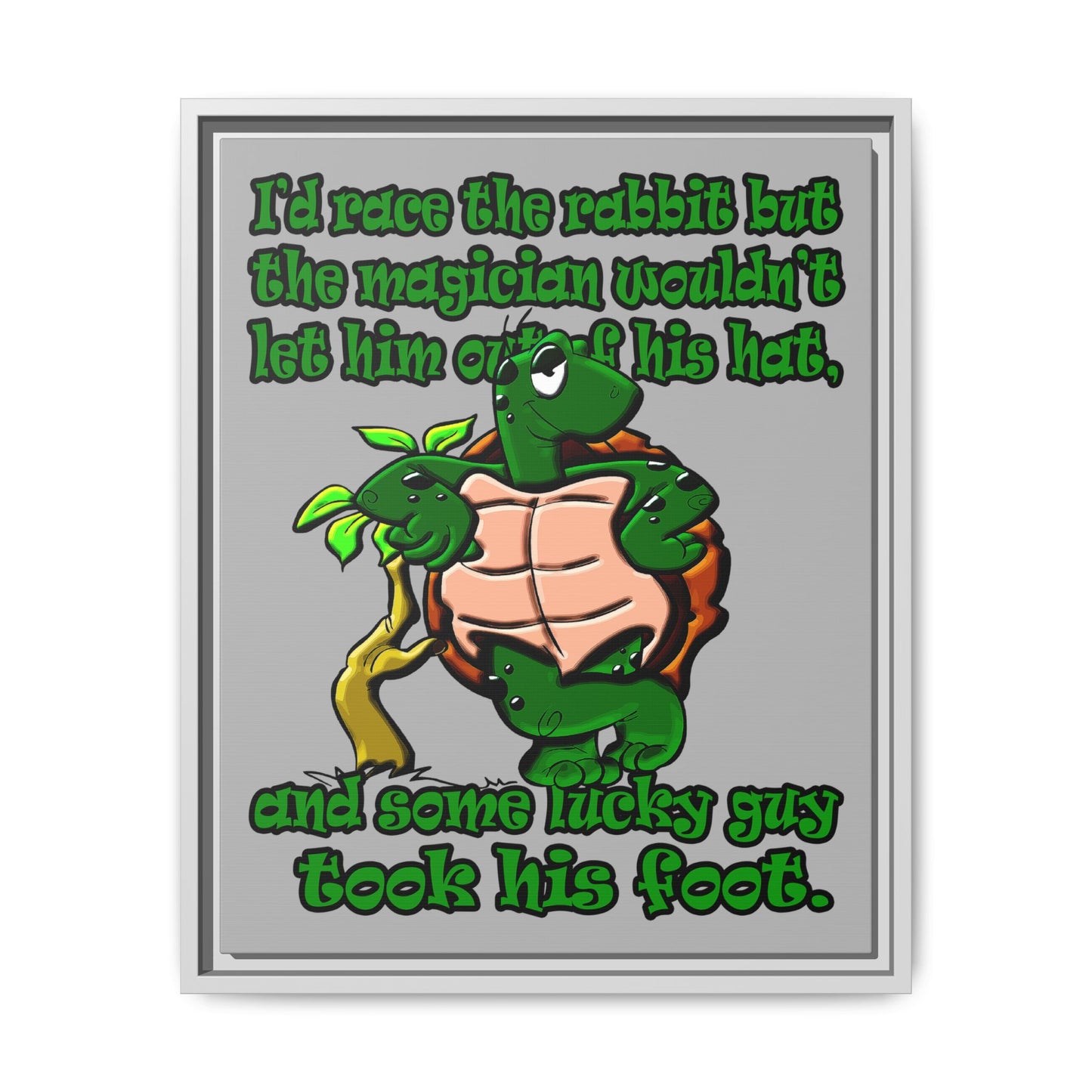 turtle race - framed canvas art (light grey)