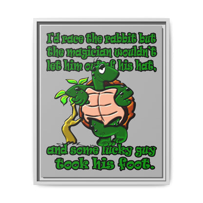 turtle race - framed canvas art (light grey)