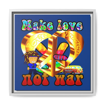 love peace - framed canvas art (dark blue)