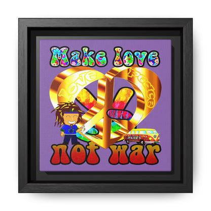 love peace - framed canvas art (light purple)