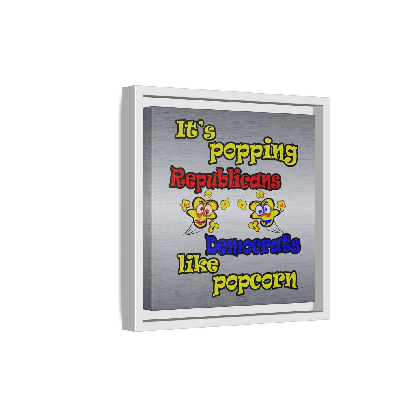 popping like popcorn - framed canvas art (brushed nickel)