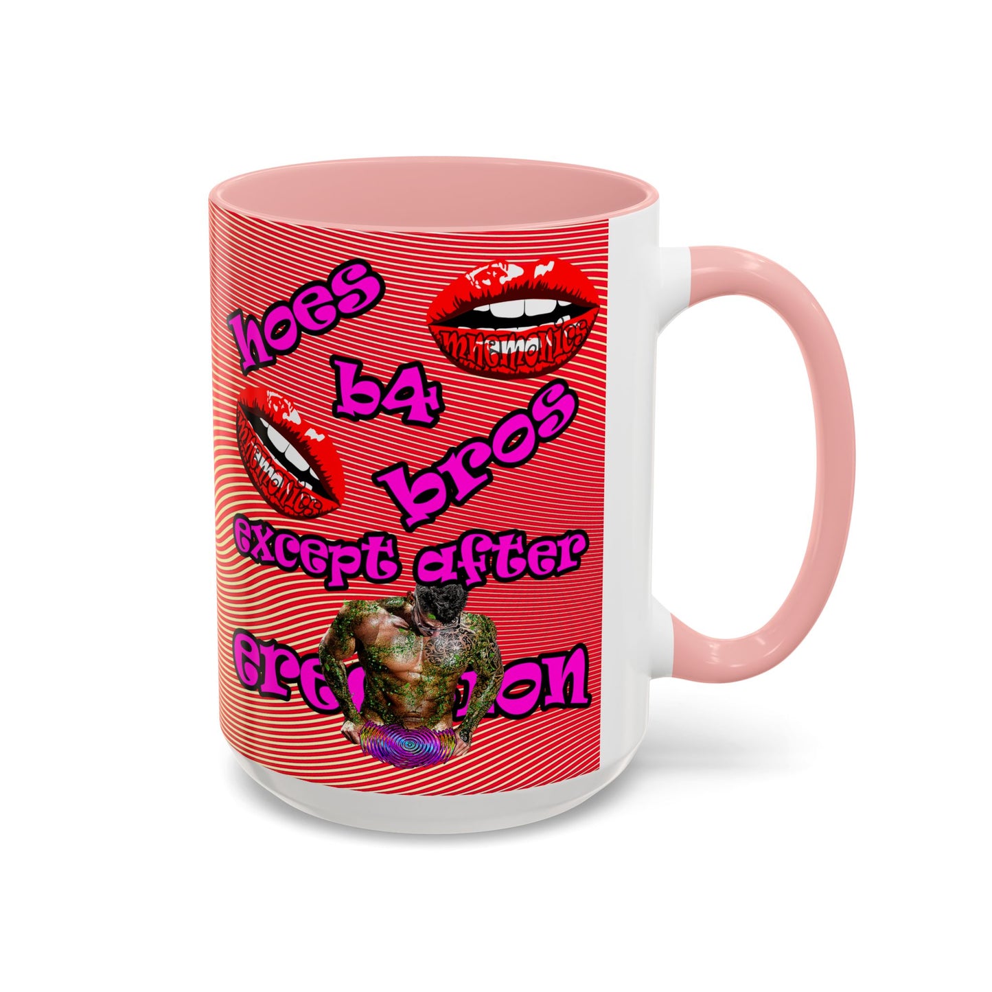 hoes b4 bros - Accent Mug (yellow-orange wave)