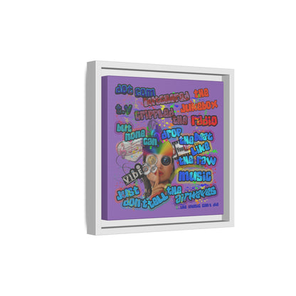 drop the beat - framed canvas art (light purple)