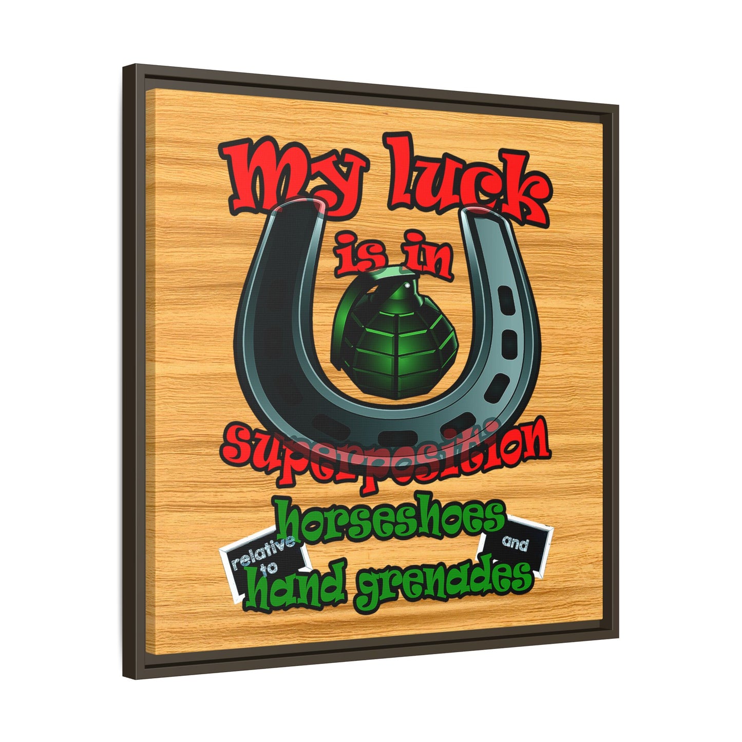 my luck - framed canvas art (butterscotch wood finish)