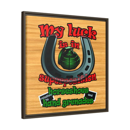 my luck - framed canvas art (butterscotch wood finish)