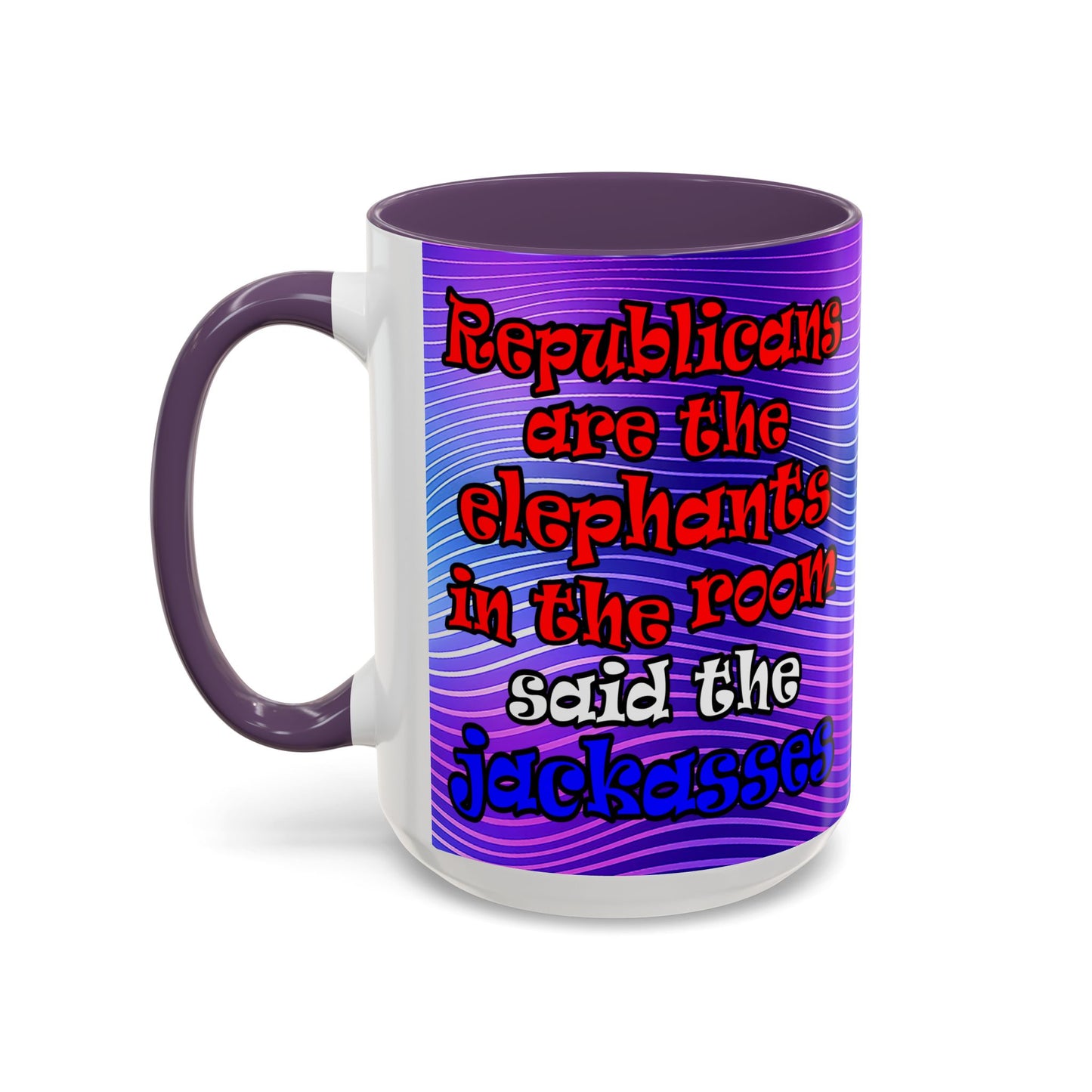 donkeys and elephants - Accent Mug (purple wave)