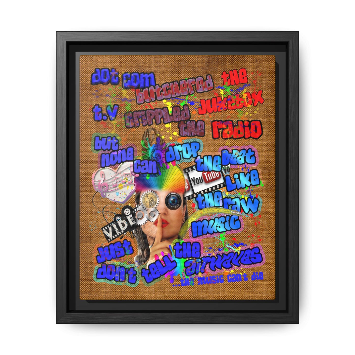 drop the beat - framed canvas art (brown papyrus)