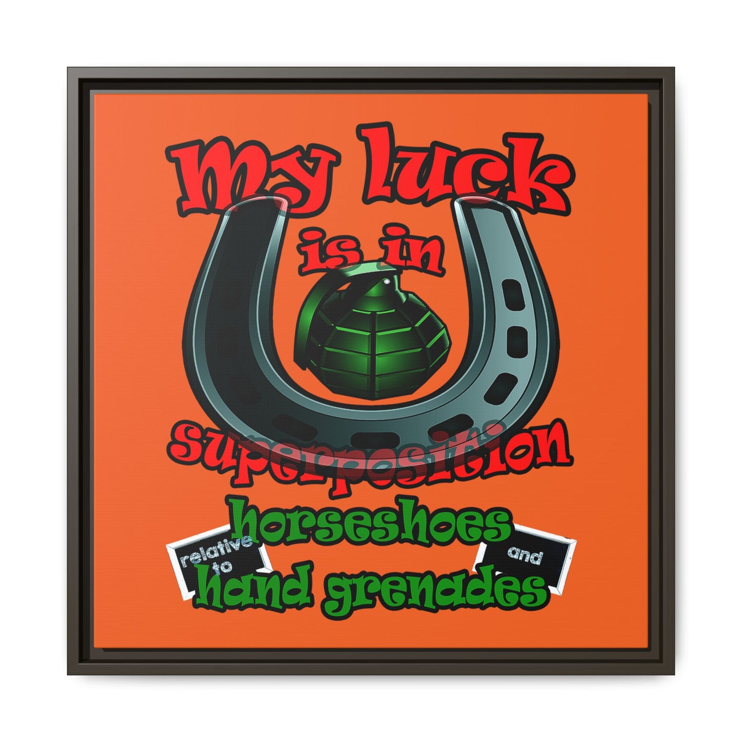 my luck - framed canvas art (orange)